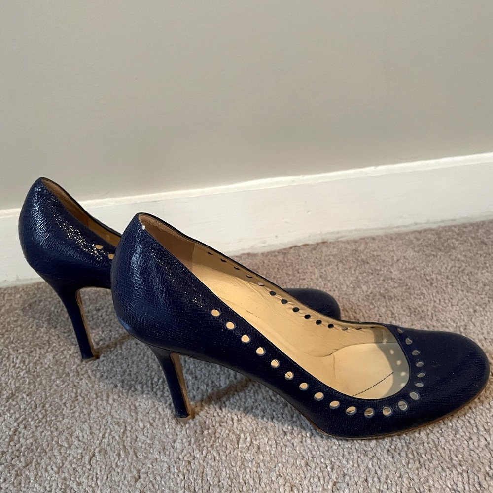 Navy blue leather Kate Spade heels